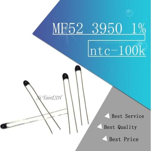 100pcs ntc-mf52at ntc thermistor temperature sensor ntc thermistor 100k ntc MF52AT MF52 3950 100 k ohm ntc 3950 1% ntc-100k/3950
