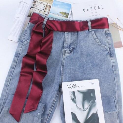 1PC Girl Wide Waist Fabric Belt Women Ladies Silk Scarf Solid Ribbon Knot Rope Dress