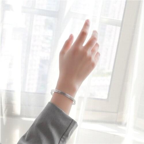 Sodrov 15gram bangle S925 sterling silver three-ring interlocking bracelet female Korean style literary fashion hand jewelry