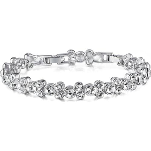 COCOM Fashion Charm Bangle Bracelet with Shiny Austrian Crystals Size Changeable Female Birthday Jewelry Gift for Woman Girls