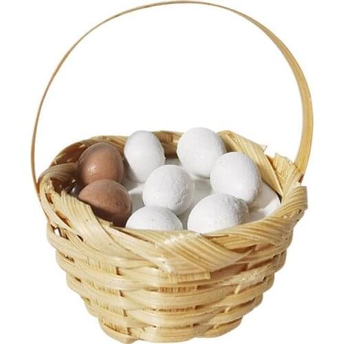 1/12 Dollhouse Mini Kitchen Scene Rattan Basket Eggs Model Toy DIY Props Gift Decorative Ornaments For Mini Kitchen Scences