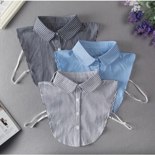 2021 Women Striped Detachable Lapel Fake Collar for Mens Shirt False Collars Button Down False Half Shirt Blouse Nep Kraagje