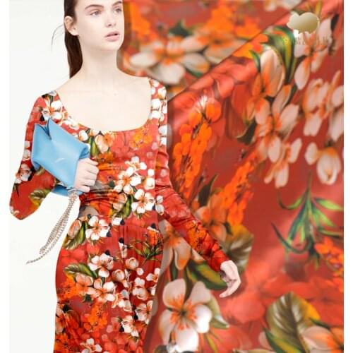 40mm heavy hemp crepe satin silk fabric digital printing shirt dress silk stretch satin fabric wholesale silk cloth