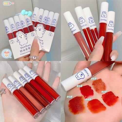 5PCS Makeup Lip Gloss Velvet Matte Liquid Lipstick Waterproof Long Lasting No Fading Lip Tint Cosmetic Lip Glaze Maquiagem TSLM2