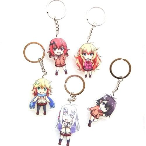 5pcs/set Anime Keychain Gabriel DropOut Sa Tania Gabriel Satanichia Portachiavi White Tenma McDowell Kurumizawa two side Keyring