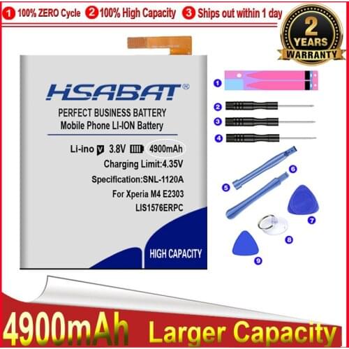 HSABAT High Capacity 4900mAh LIS1576ERPC/AGPB014-A001 Battery for SONY Xperia M4 Battery Aqua E2303 E2333 E2353 Accumulator