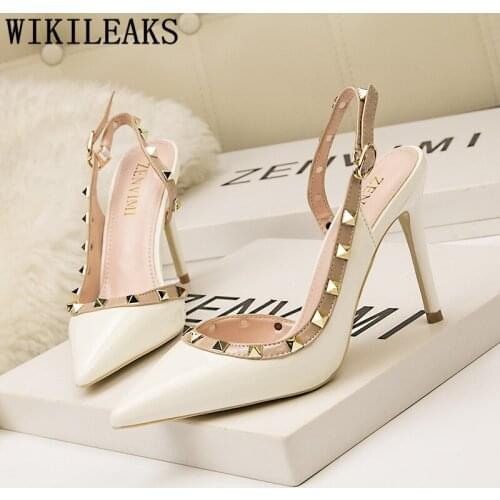 White Heels Pointed Toe Pumps Shoes Woman High Heel Slingback Dress Shoes Women Office Shoes Women Sapatos Feminino Туфли
