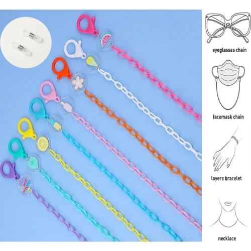 Eyeglasses Chains For Children Anti-Lost Mask Chain Lovely Acrylic Fruit Food Pendant Sunglasses Reading Glasses Lanyard Jewelry