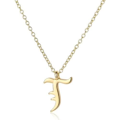 Cursive English letter T name Sign Personality pendant chain necklace alphabet Initial sign friend family gift necklace jewelry