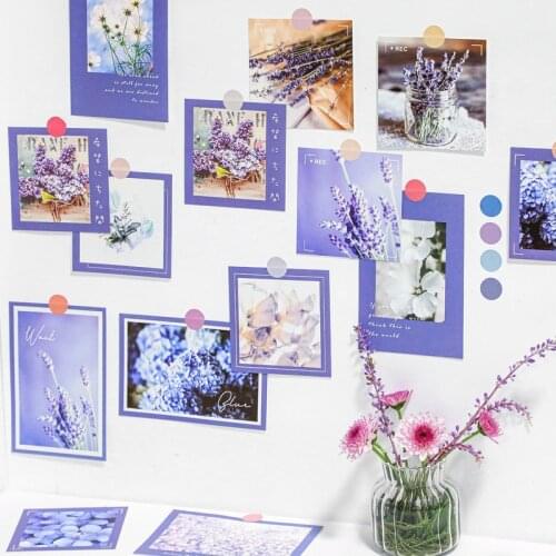 Ins Flower Green Plants Lavender Decorative Card 9sheets Square Postcard Room Photo Props Photo Frame Painting Diy Wall Sticker