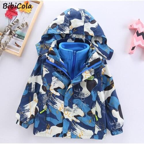 Kids Boy Antumn Coats Children Thicken Polar Fleece Jacket + Zipper Windproof Coat Warm 2pcs Jacket Winter For Kids 4-10 Years