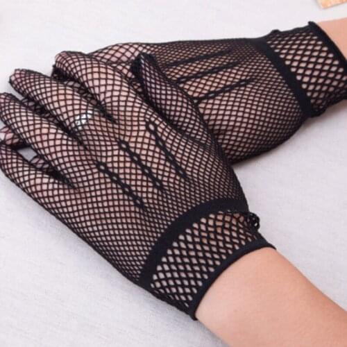 Adult Erotic Accessories Ladies Summer Sunscreen Mesh Gloves Nightclub Party Cosplay Costume Full Finger Hollow Fishnet Gloves