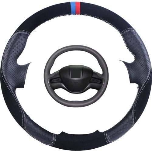 Custom Made Car Steering Wheel Cover Black For Honda Civic Civic 8 2006-2011 (2-Spoke) Suede Leather Auto Steering Wheel Braid