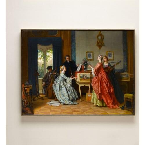 Classic court figures palace princess music practice canvas printings oil painting on cotton living wall art decoration picture