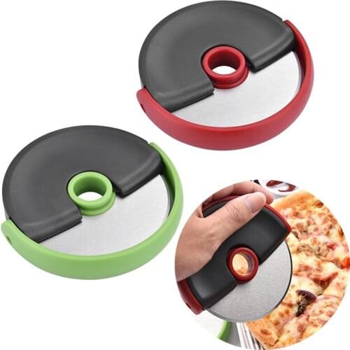 Stainless Steel Round Wheel Cutting Knife for Pizza with Lid Roulette Roller Dough Pizza Slicer Cutter Baking Accessories Tools