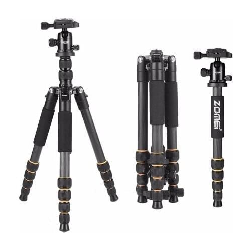 Lightweight Portable Q666 Q666C Professional Travel Camera Tripod aluminum/Carbon Fiber tripod Head for digital SLR DSLR camera