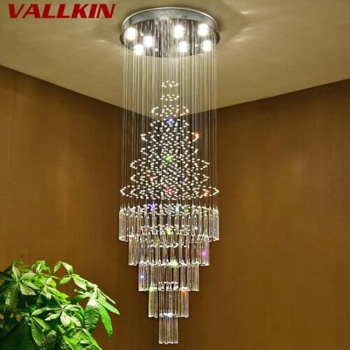 Stair LED Crystal Chandeliers Lights Crystal Chandelier Indoor Lighting Luxury Clear Glass Chandeliers Lamp Suspended Lamps