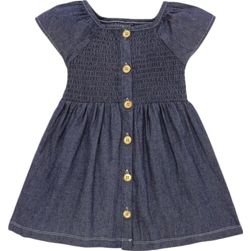 Little maven 2021 Summer New Baby Girl Clothes Navy Blue Vestiods Toddler Shirtdress Button Fashion Dresses for Kids 2-7 Years