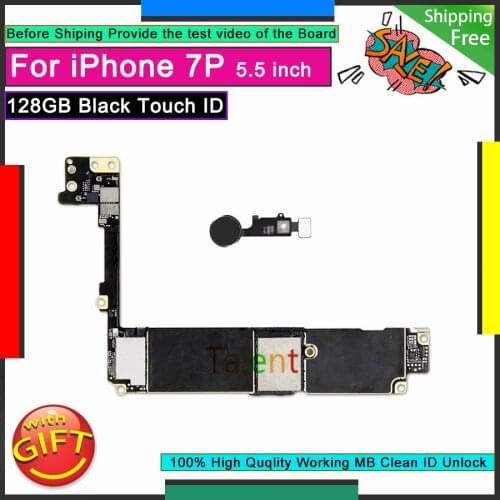 For IPhone 7 Plus Motherboard 128GB Black Touch ID Home Button Unlocked Original Mainboard Good Logic Board Tested Full Function