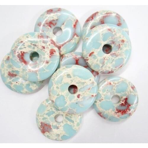 Fashion high quality natural Snake stone circle donut charms pendant for jewelry making buckle pendants 10pcs wholesale