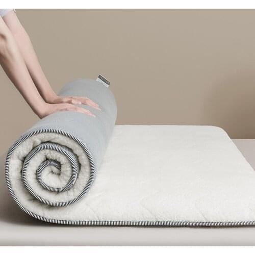 Padded lamb feather mattress upholstered household bed plate to keep warm Padded mats for single double occupancy in winter