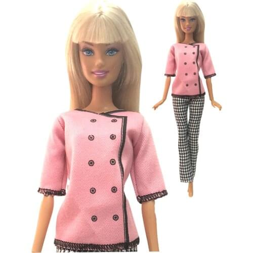 NK Newest Doll Uniform Trouseres Handmade Party ClothesTop Fashion Skirt For Barbie Doll Dress Best Child Girls'Gift 03A DZ