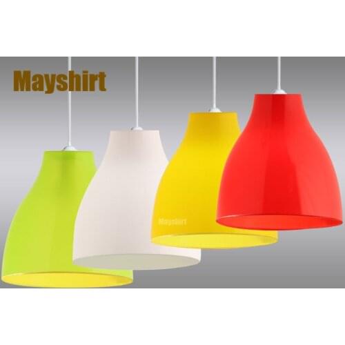 Nordic Colored Plastic Lampshade Chandelier Modern Bar Cafe Restaurant Light Fixture for Celling Office Greengrocer Hanging Lamp