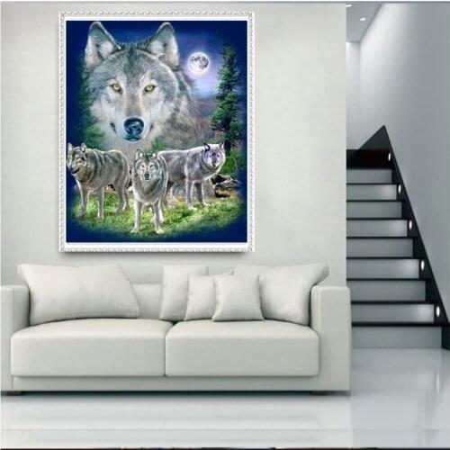 100% Full 5D Diy Daimond Painting Animal Wolf 3D Diamond Painting Full Round Rhinestone Daimond Embroidery Sale Decor art FG1271