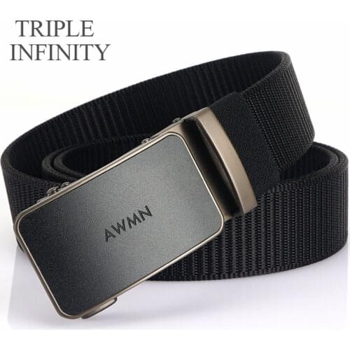 Fashion Men Belt Metal Automatic Buckle High Quality Comfortable Tactical Nylon Trousers Belt For Men Business Work Male Belt