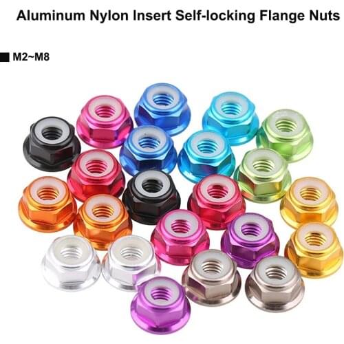 5Pcs Aluminum Nylon Insert Self-locking Flange Nuts RC Car Accessories M2 M2.5 M3 M4 M5 M6 M8