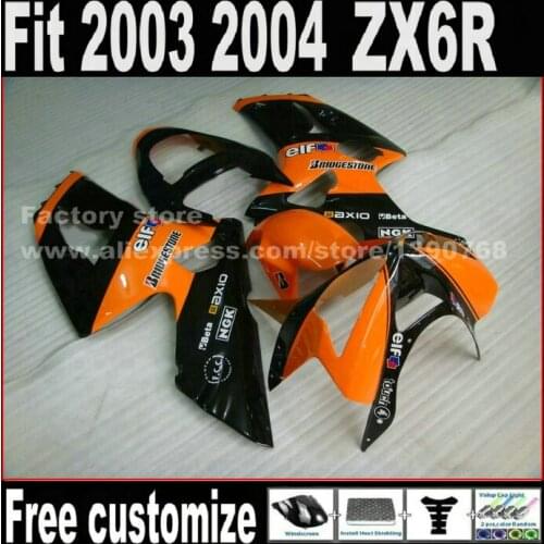 Lowest Price Fairing Kit For Kawasaki ZX6R 636 2003 2004 Ninja Orange Black ZX636 ZX-6R 03 04 Fairings Set BH1