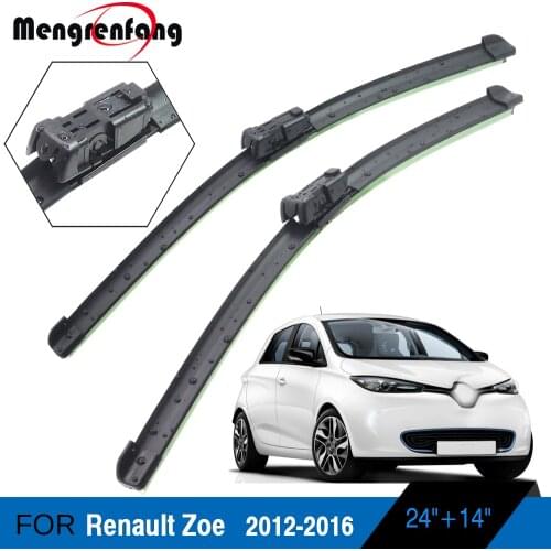 For Renault Zoe Car Styling Front Windscreen Wiper Blades Soft Rubber Wiper Push Button Arms 2012 2013 2014 2015 2016