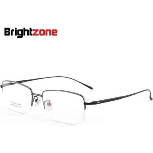 Light-weight Half Rim 100% Pure Titanium Metal Spectacle Prescription Glasses Optical Frame Business Mens Oculos De Grau 55mm