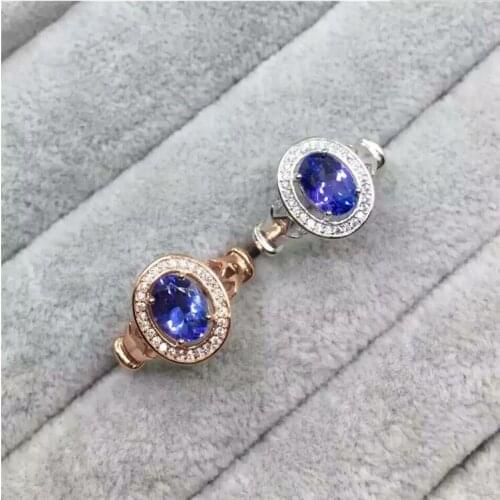 Tanzanite ring Free shipping Real and natural tanzanite 925 sterling silver 6*8mm gemstone Fine women jewelry