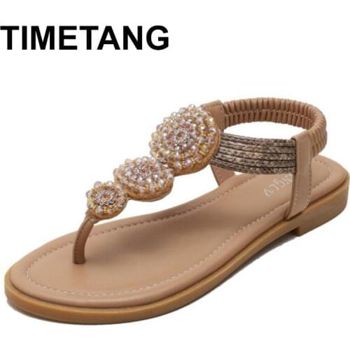 TIMETANG Summer New Women Shoes Fashion Casual Outdoor Beach Slippers Comfortable Flat Bottomed Toe Women Sandals Plus Size