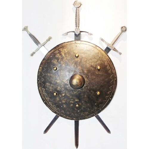 Vintage shield with sword metal crafts / European wall hangings / bar in the lobby living room decorations