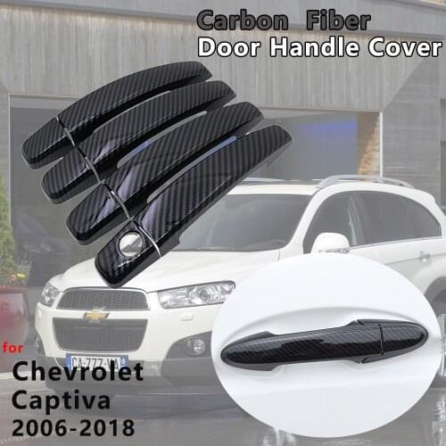 Exterior Gloss Black Carbon Fiber Door Handle Cover Catch Car Accessories for Chevrolet Holden Captiva Daewoo Winstorm 2006~2018