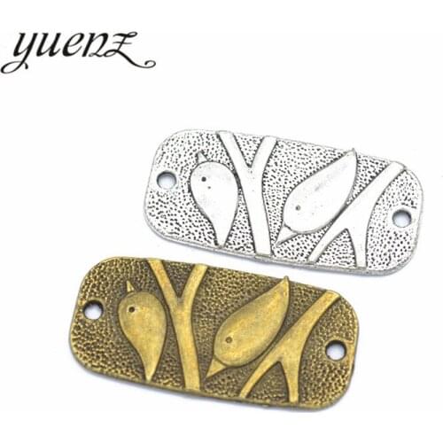 YuenZ 6 pcs Antique Silver Plated Bird Charm Pendant Bracelets Jewelry Findings Accessories Making 38*19mm D612