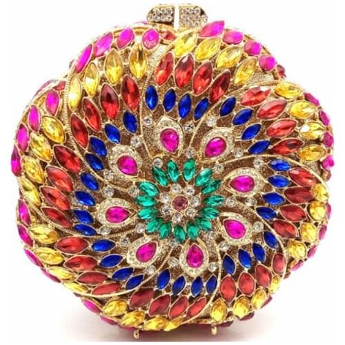 Gold/silver Rhinestones New Women Evening Bags Diamonds Beaded Wedding Lady Handbags Metal Small Purse Messenger Evening Bag