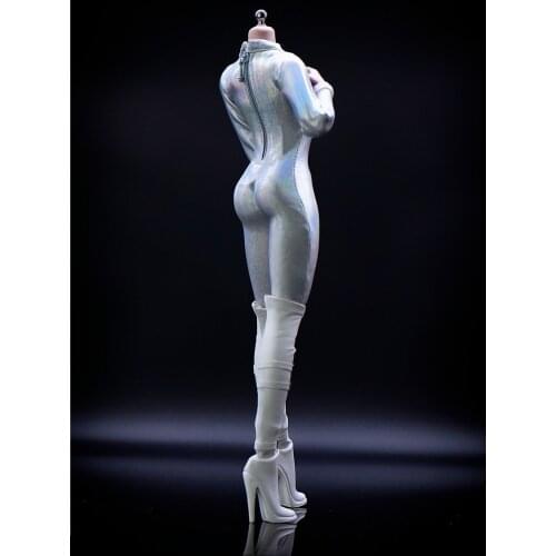1/6 Female Clothes Imitation Leather Sexy Tights Jumpsuits Sliver Rainbow Color Fit 12" Action Figure Body Clothing Accessory