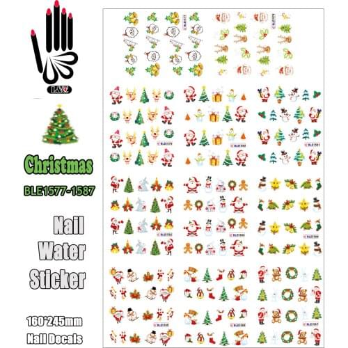 11 Sheets/Lot Nail Xmas BLE1577-1587 Christmas Nail Art Water Sticker Decals for Nail Art Beauty(11 DESIGNS IN 1)