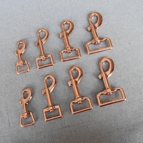 20 Pcs/Pack 15mm 20mm 25mm 32mm Rose Gold Metal Buckle Bag Dog Leash Leads Strap Clip Sewing Accessory Strong Hardware Snap Hook
