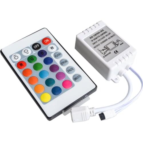 24 Button LED Light Controller Wireless RGB Ir Remote 12v Dimmer for 5050 3528