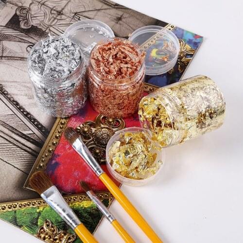 3Pc Gilding Paper Foil Paper Nail Flake Gilding Imitation Gliding Flake Metallic Leaf for Resin Jewelry Making Nail Painting Art