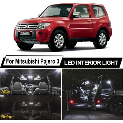 8pcs Canbus Car LED Interior Dome Map Light Bulbs Kit For Mitsubishi Montero Shogun Pajero 3 V60 V73 V75 V77 (2000-2006)