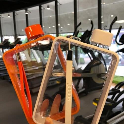 A5 Flat Sports Bottle 380ml Portable Fitness Sports Mountain Bike Cycling Water Bottle Food Grade Plastic Kettle Outdoor Cup