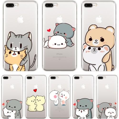 For iPhone X XR XS MAX 8 7 6S 6 S Case Silicone Soft Kawaii Cute Cat Girl Back Cover For Apple iPhone 8 7 6S 6 S Plus Phone Case