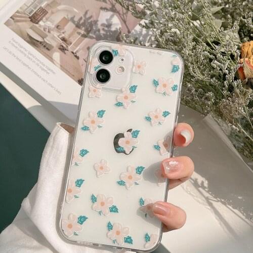 Phone case mobile shell for iphone11 XR XS 7/8/SE 11pro Xs 7p/8plus X/Xs 12 12pro/max 12mini ins love 2021 Transparent flower