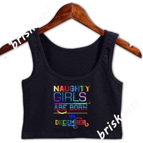 December Birth Day Girls Crop Top Women Crazy Vintage Summer For Girls O-Neck Female Knitted Tank Top Vest