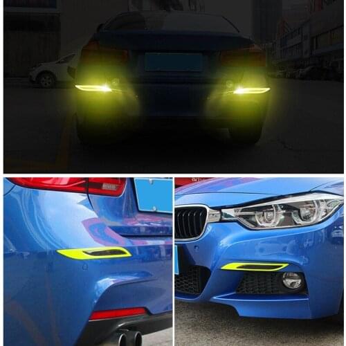 For Audi Q3 Q5 Q7 A4 A2 A1 Front Rear Bumper Waterproof Reflective Warning Strips Carbon Fiber Color Sticker Car Accessories